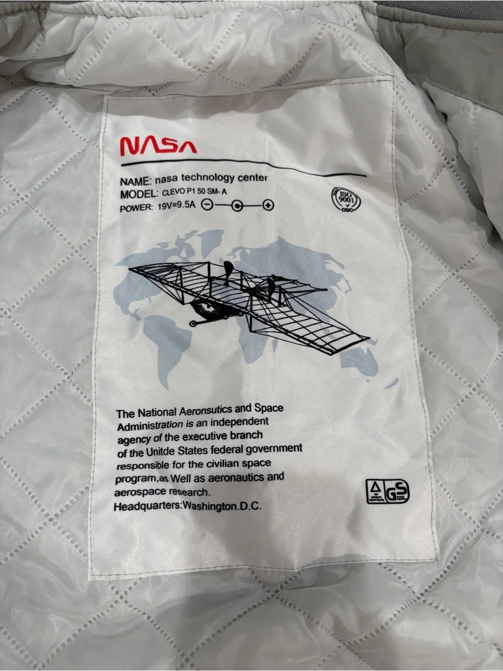 NASA Bomber Jacket Gray Unisex Adult Size XL
